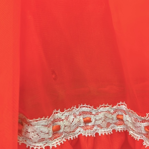 Intime California Stunning & Elegant VTG 1950’s 60’s Double Chiffon Coral Robe S - Picture 5 of 11